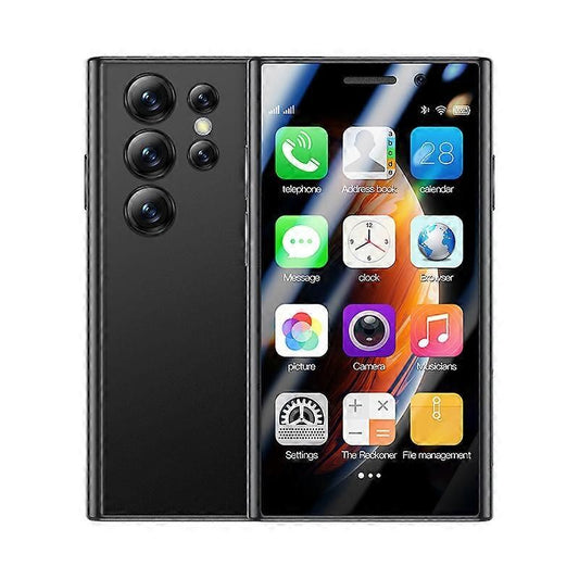 Mini Smartphone Soyes S23 Pro 4G negro con pantalla táctil de 3.0 pulgadas, cámara trasera múltiple y diseño ultracompacto.
