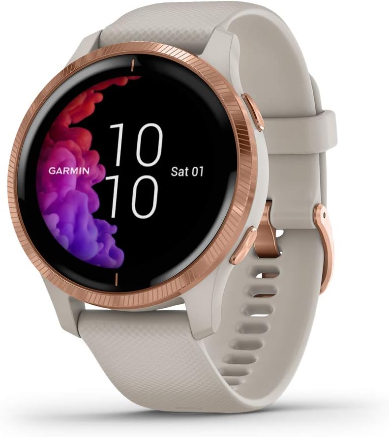 Garmin Venu, Smartwatch GPS con pantalla táctil brillante, funciones de música, control de la energía corporal, entrenamientos animados, pulsioximetría, (Reacondicionado)