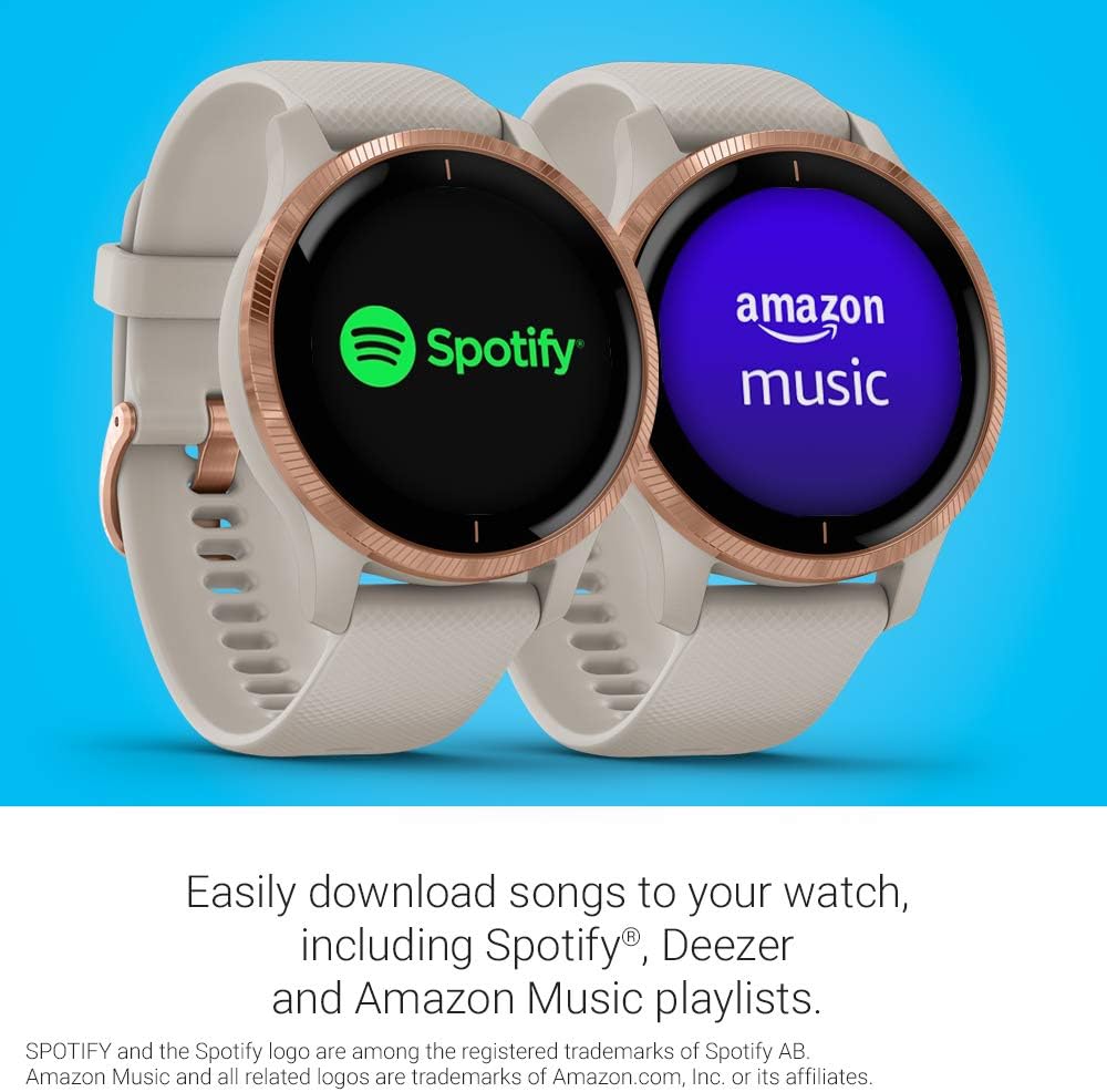 Garmin Venu, Smartwatch GPS con pantalla táctil brillante, funciones de música, control de la energía corporal, entrenamientos animados, pulsioximetría, (Reacondicionado)
