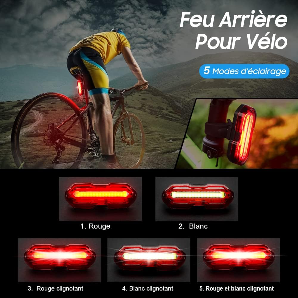 Set de Luces LED para Bicicleta – Luz Delantera + Trasera Recargable USB