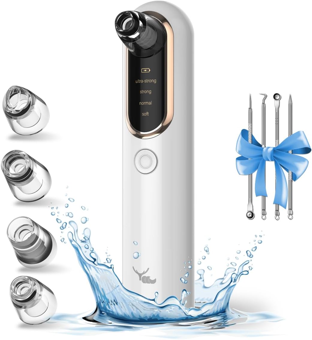 Yccu Succionador de Puntos Negros USB con 4 sondas y niveles de succión para limpieza facial profunda