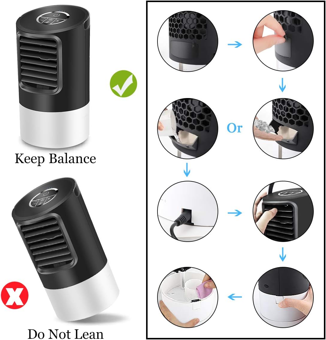 Ventilador de Aire Acondicionado Portátil 3 en 1 – Mini Enfriador Evaporativo con Humidificador y Nebulización Silenciosa