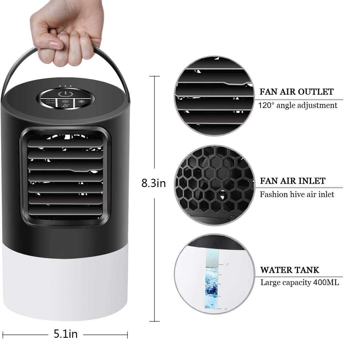 Ventilador de Aire Acondicionado Portátil 3 en 1 – Mini Enfriador Evaporativo con Humidificador y Nebulización Silenciosa