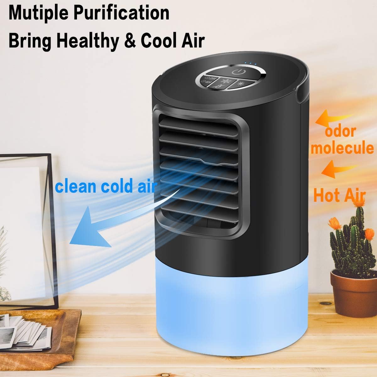 Ventilador de Aire Acondicionado Portátil 3 en 1 – Mini Enfriador Evaporativo con Humidificador y Nebulización Silenciosa