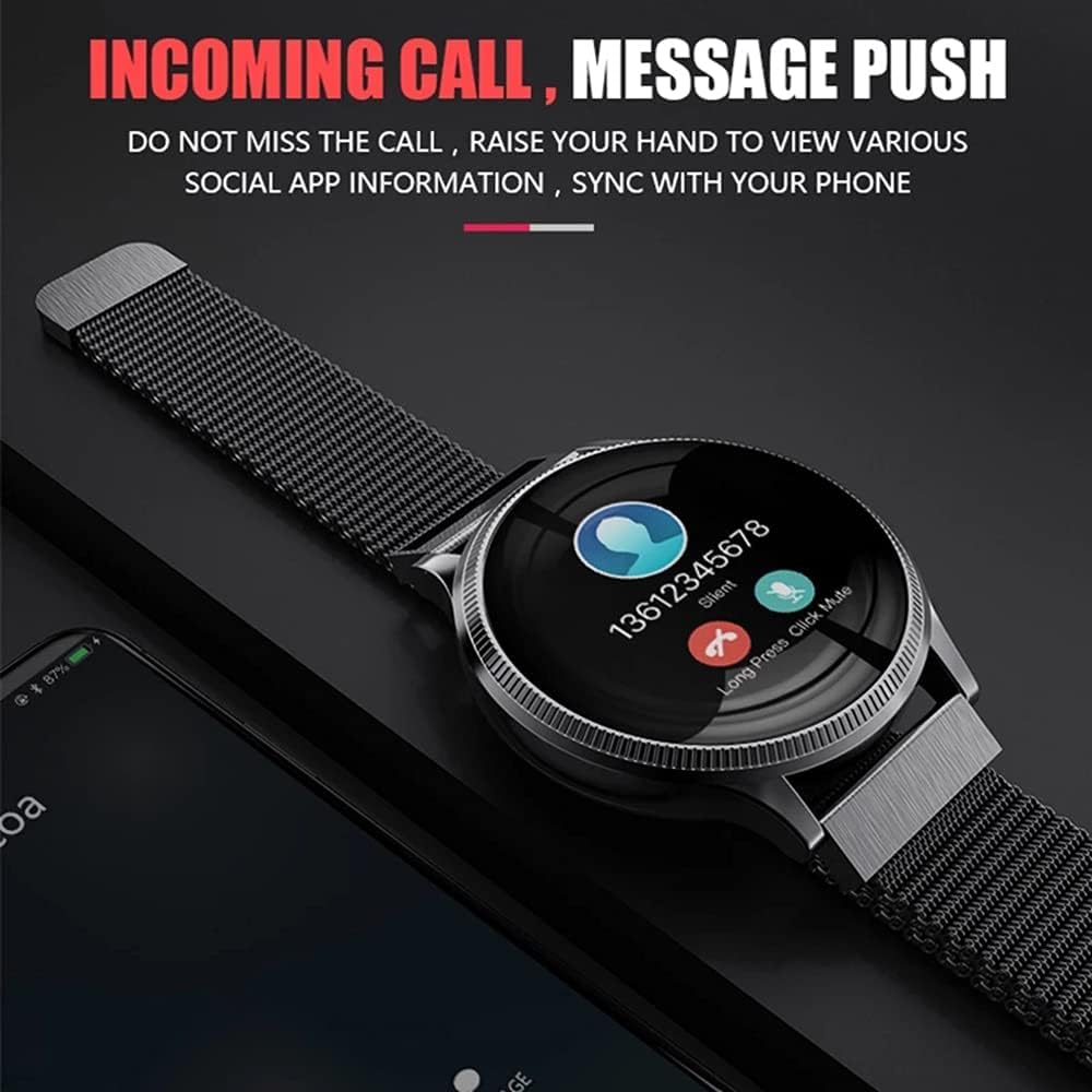 Smartwatch Dorado Elegante con Correa Metálica – Monitoreo de Salud y Notificaciones