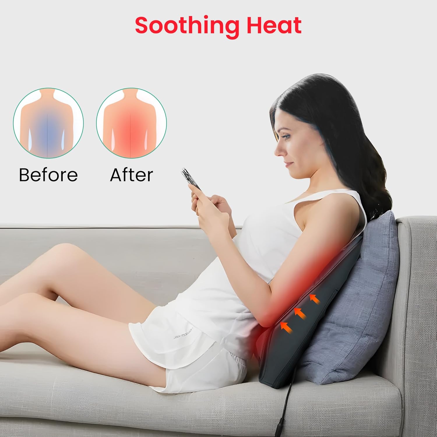Masajeador Cervical y Espalda con Calor - Cojín Shiatsu
