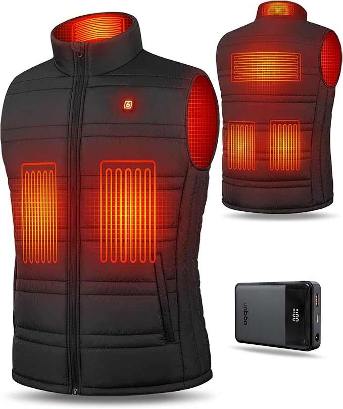 UNBON Chaleco Calefactable Hombre con Batería 10000mAh | 6 Zonas de Calor