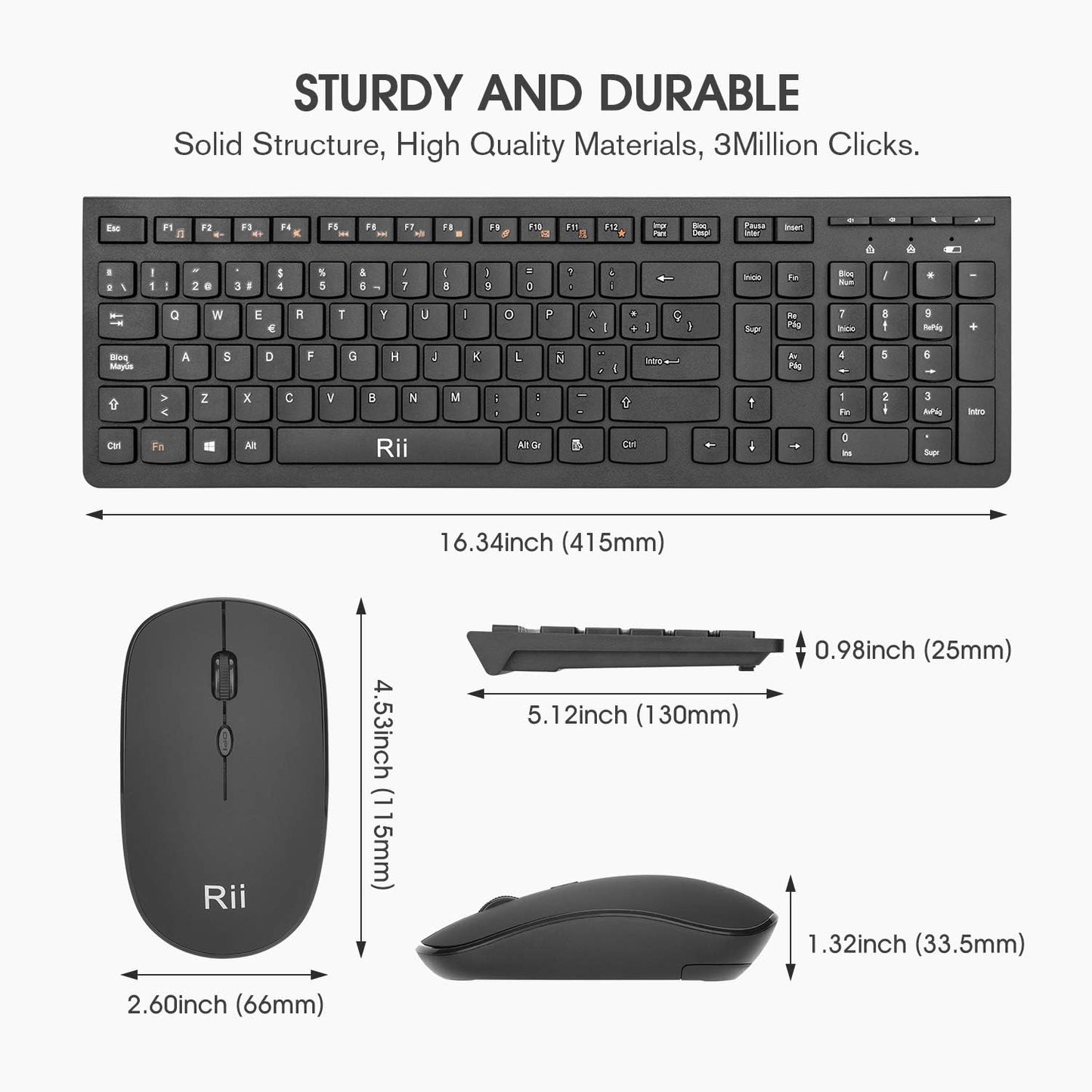 Teclado y Ratón Inalámbricos Rii RK904: Combo Ergonómico 2.4GHz