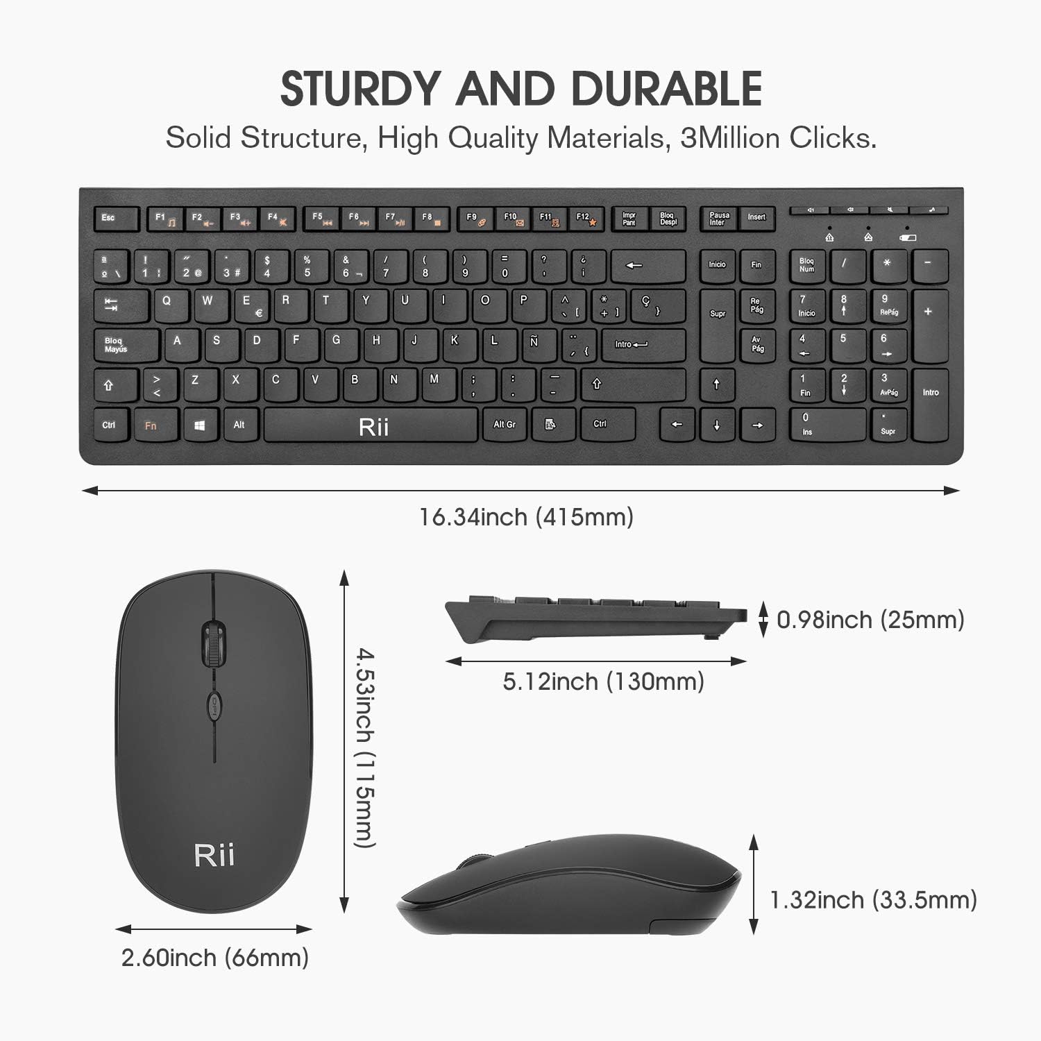 Teclado y Ratón Inalámbricos Rii RK904: Combo Ergonómico 2.4GHz