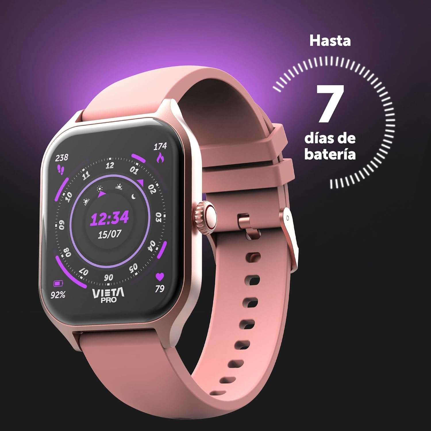 Vieta Pro Go 3 – Reloj Inteligente con Bluetooth, Batería hasta 7 Días