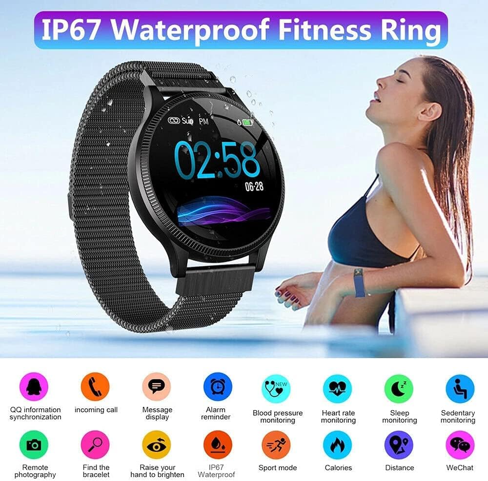 Smartwatch Dorado Elegante con Correa Metálica – Monitoreo de Salud y Notificaciones