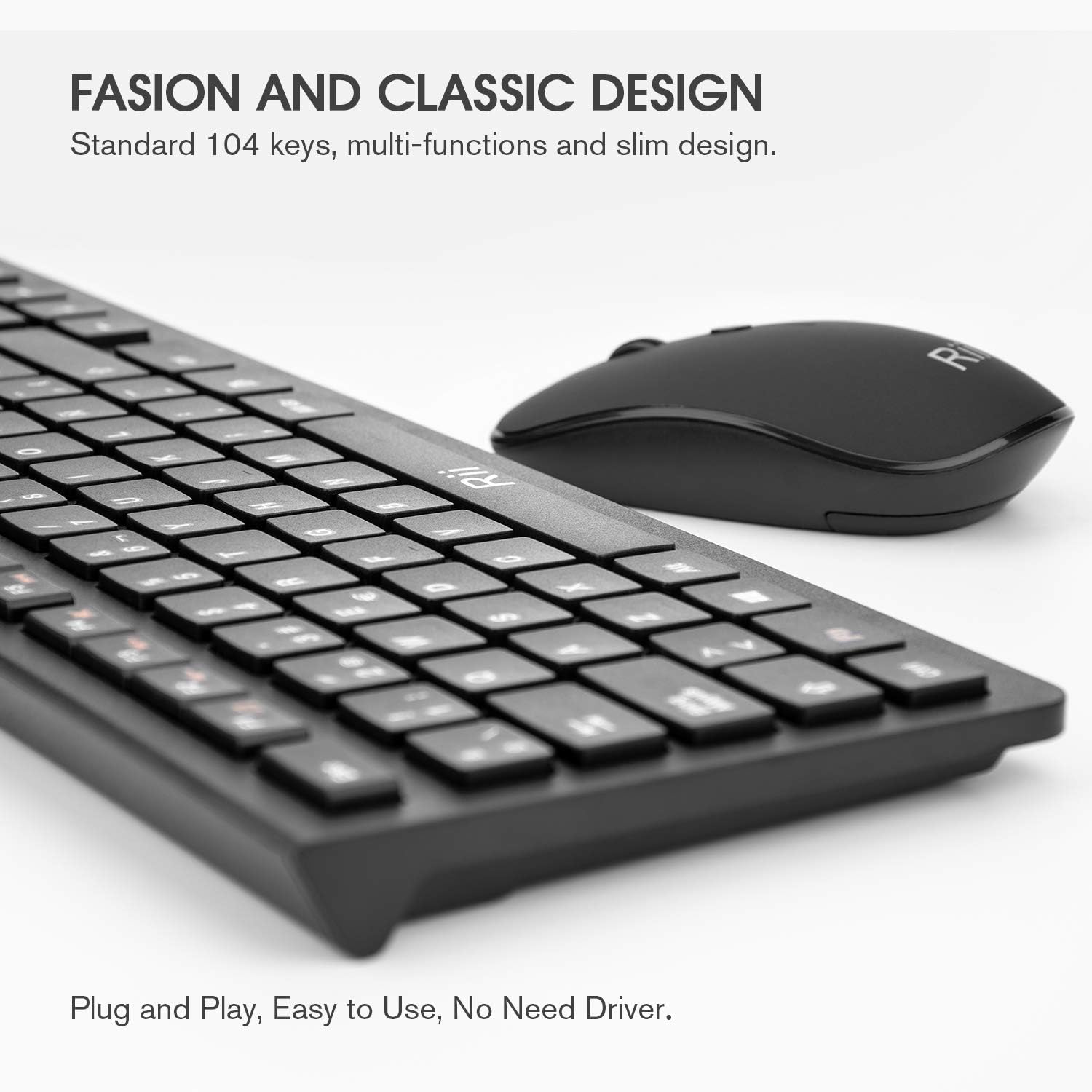 Teclado y Ratón Inalámbricos Rii RK904: Combo Ergonómico 2.4GHz
