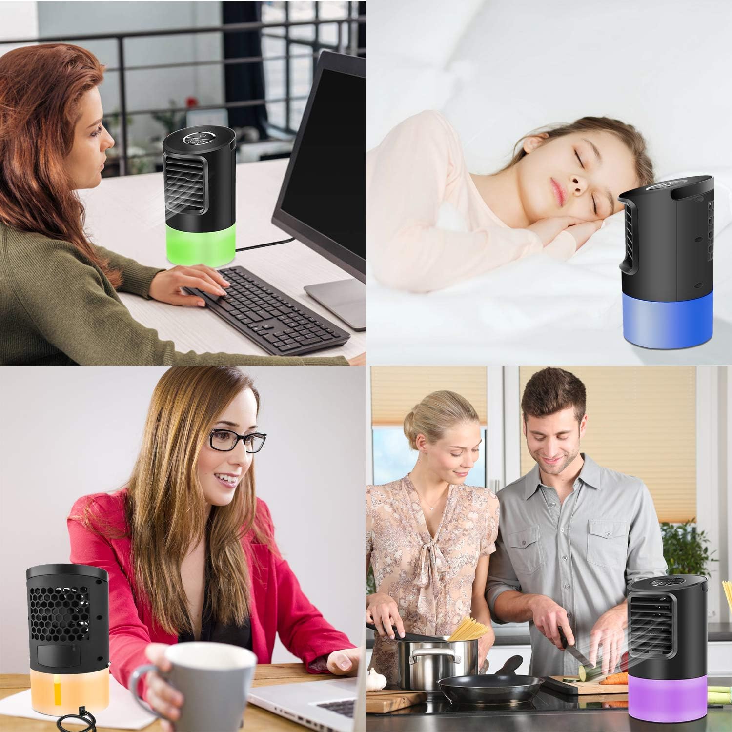 Ventilador de Aire Acondicionado Portátil 3 en 1 – Mini Enfriador Evaporativo con Humidificador y Nebulización Silenciosa