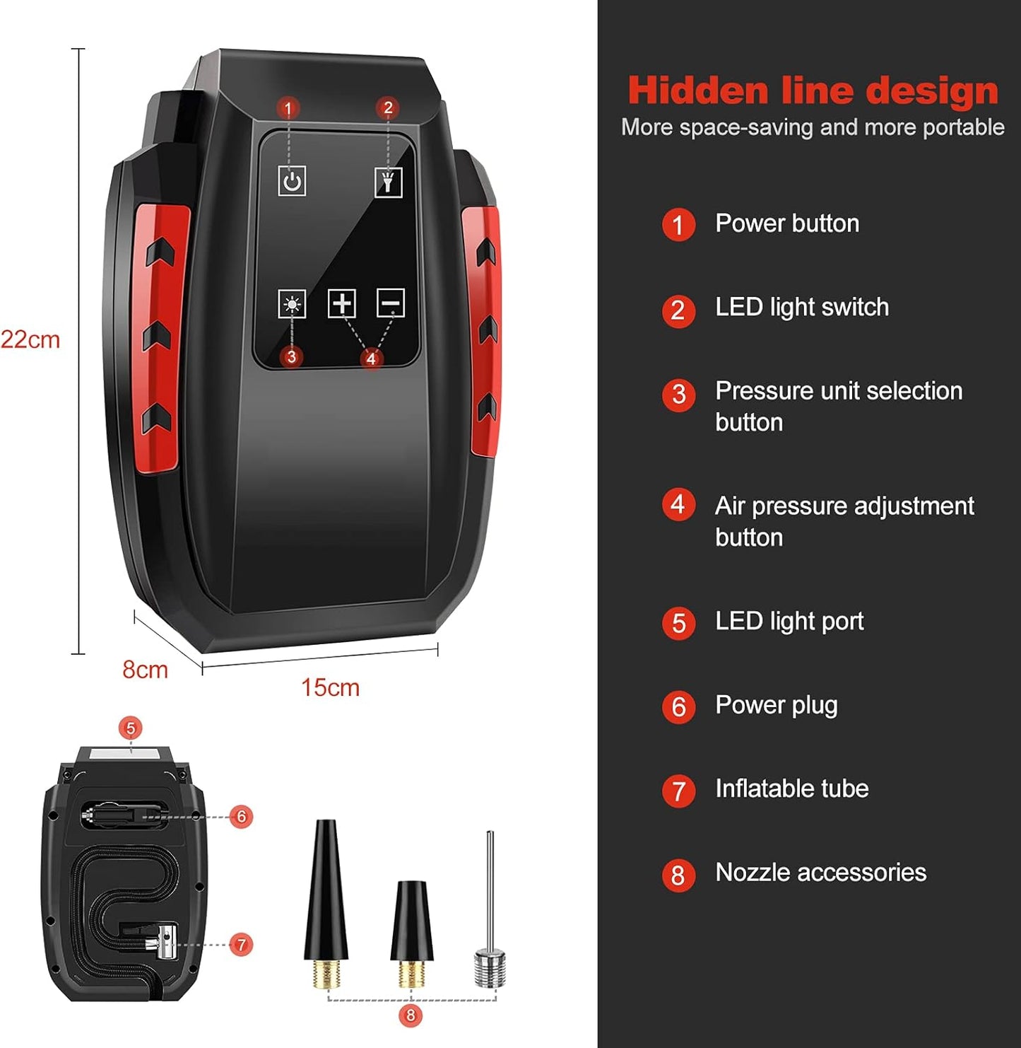 RIKIN Compresor de Aire Portátil 12V – Inflador Eléctrico para Ruedas de Coche, Moto y Otros Inflables