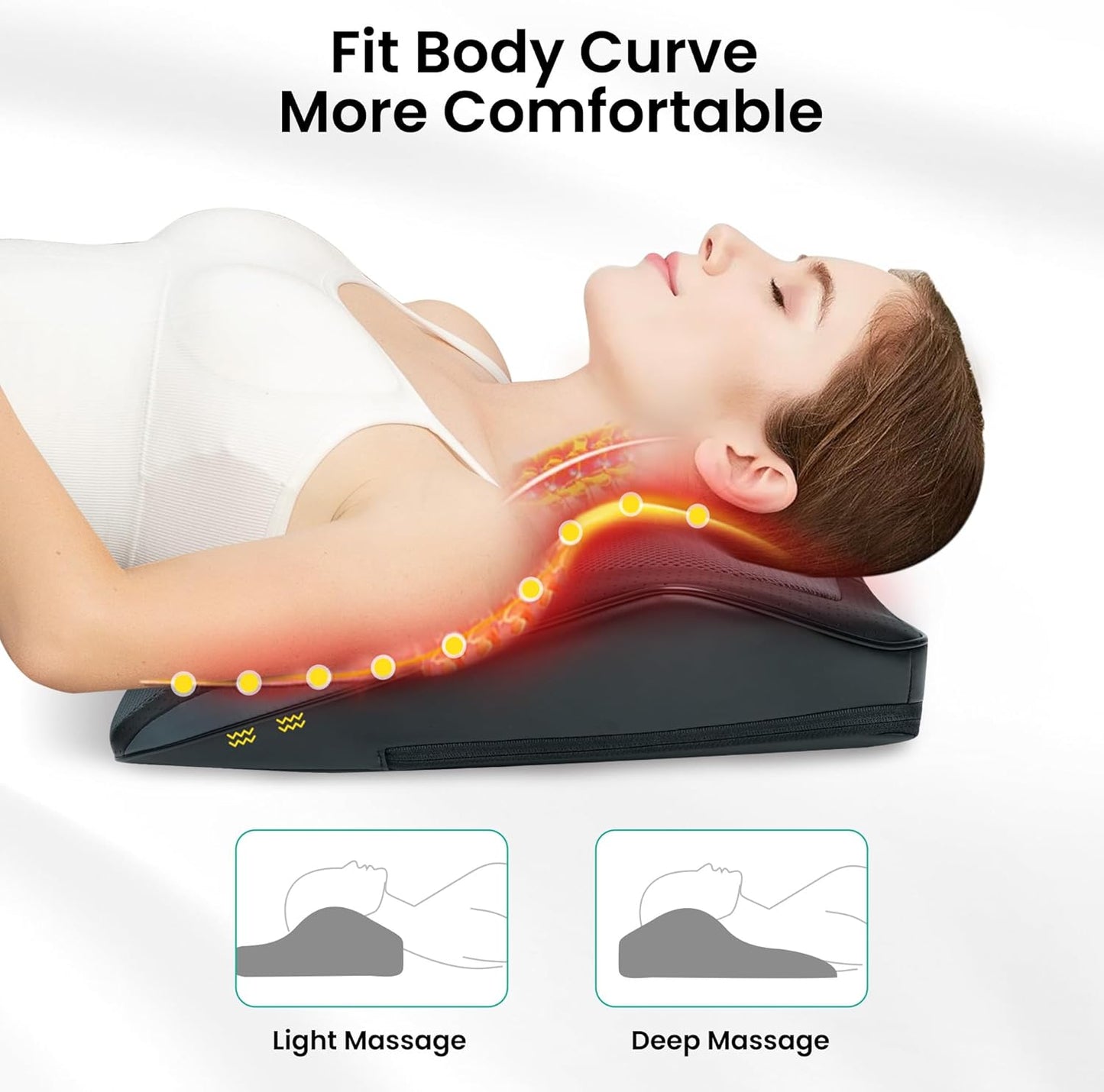 Masajeador Cervical y Espalda con Calor - Cojín Shiatsu