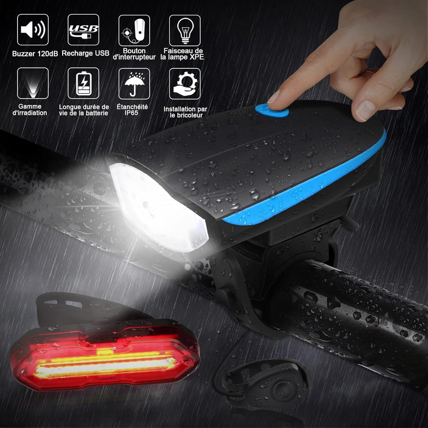 Set de Luces LED para Bicicleta – Luz Delantera + Trasera Recargable USB