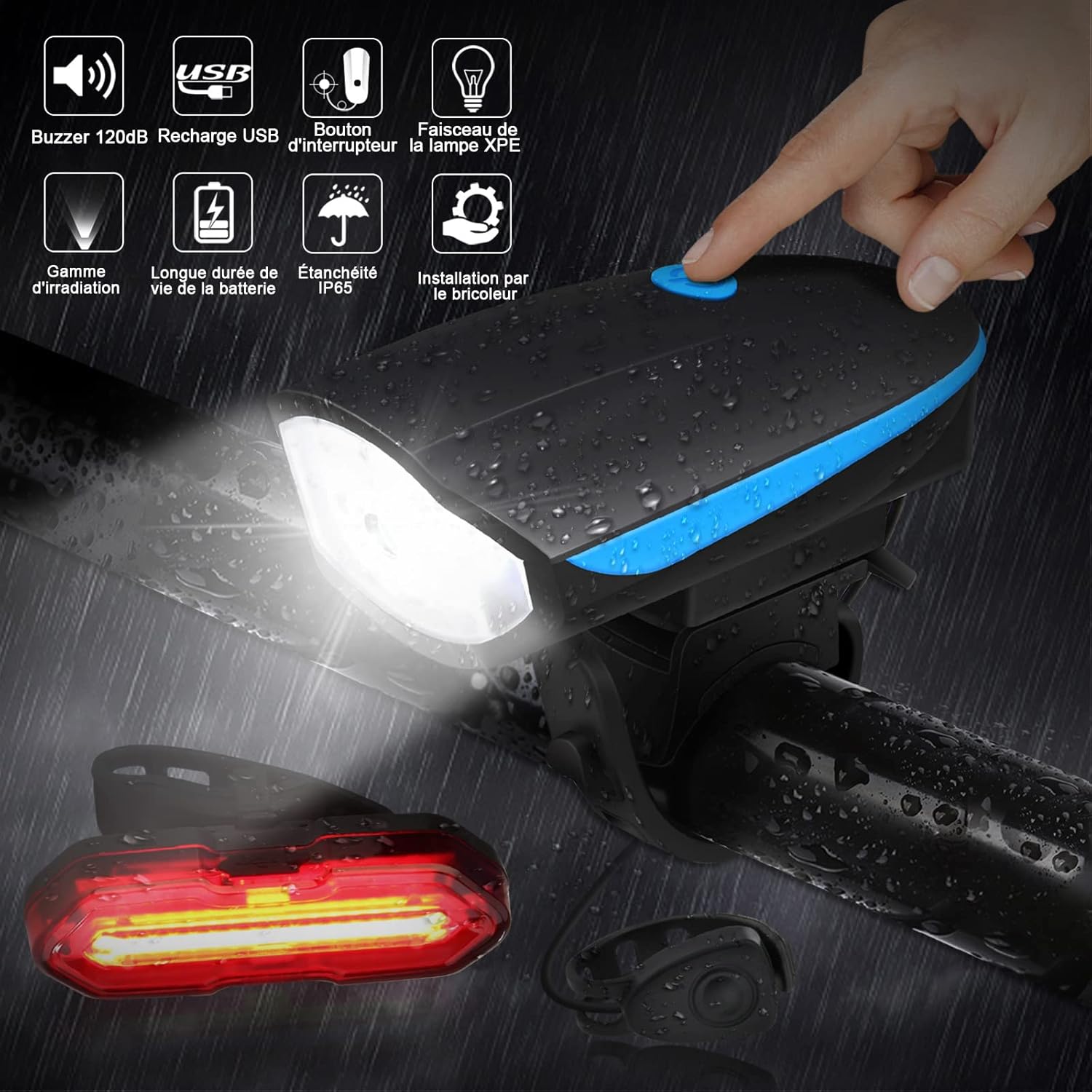 Set de Luces LED para Bicicleta – Luz Delantera + Trasera Recargable USB