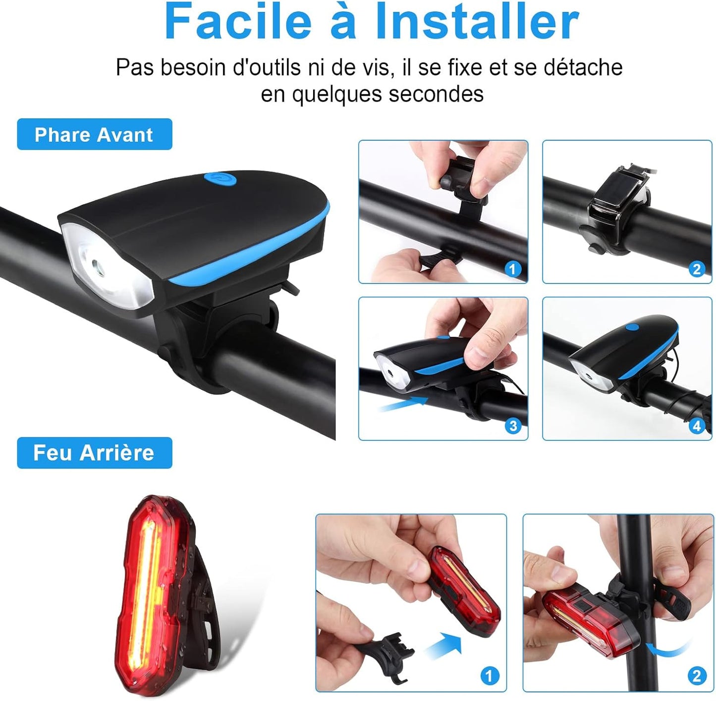 Set de Luces LED para Bicicleta – Luz Delantera + Trasera Recargable USB