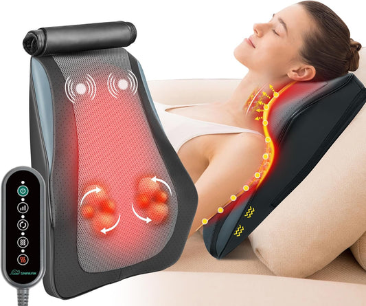 Masajeador cervical y espalda con calor y nodos shiatsu para alivio y relajación personalizada