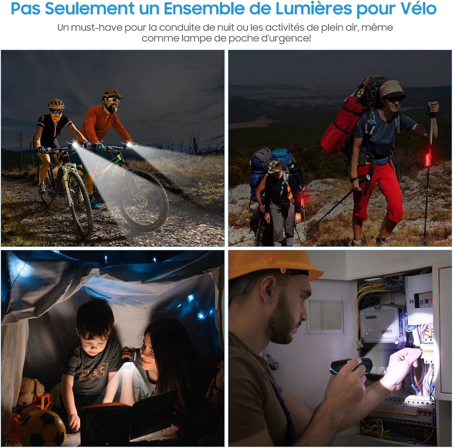 Set de Luces LED para Bicicleta – Luz Delantera + Trasera Recargable USB