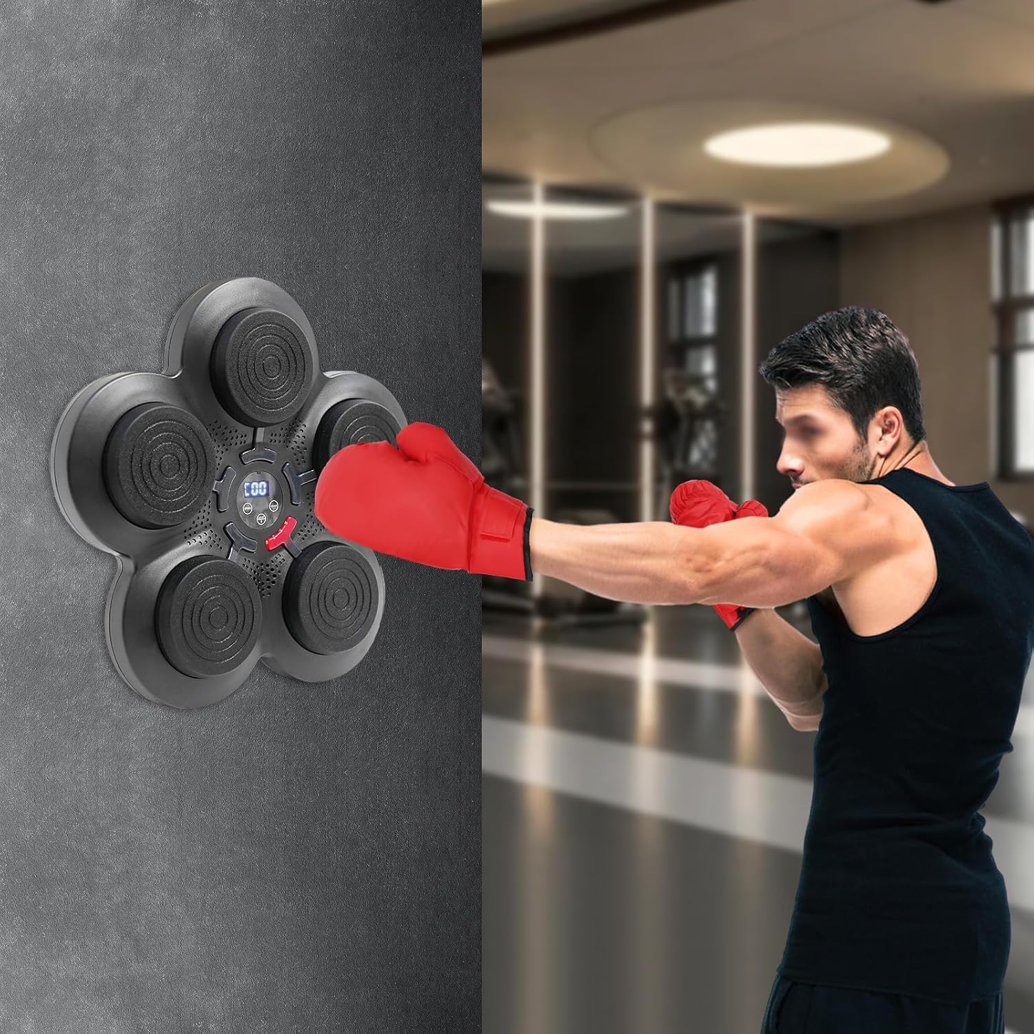 Máquina de Boxeo Musical Inteligente – Entrenador en Pared con Guantes y Bluetooth